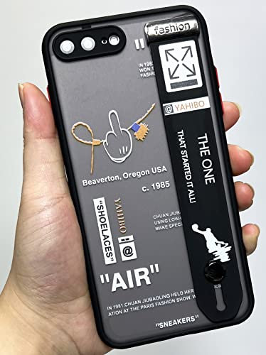 Shockproof Slim Cases for iPhone 7 Plus 5.5 inch with Adjustable Wristband Kickstand, Cool Hot Classic Off Pattern Sports Shoes Brand Sneakers Hard Back Phone Protective Case for iPhone 8 Plus