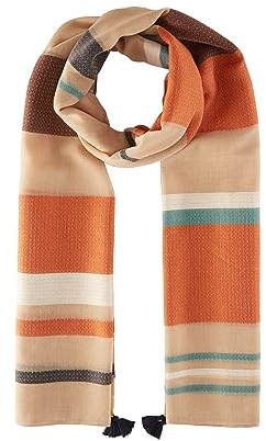 TOM TAILOR Damen 1039924 Schal mit Streifen, 19772-gold Flame orange, OneSize