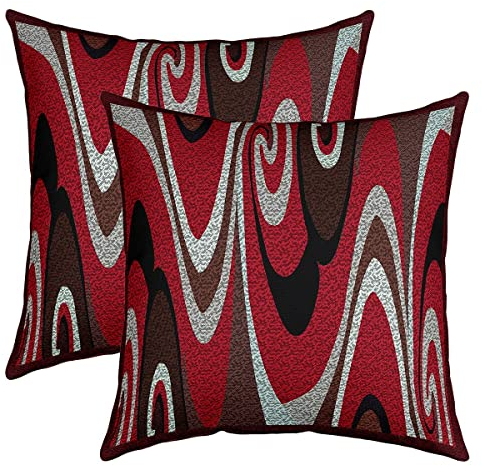 2er Set Kissenbezüge Streifen Linie Rot Grau Schwarz Kissenbezüge 40x40cm Weiche Geometrische Quadrat Dekokissen für Sofa Kissenhülle Geometrie Kissenbezug Sofakissen Couchkissen