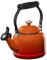 Le Creuset Enamel On Steel Demi Tea Kettle with Metal Finishes, 1.25 qt, Flame