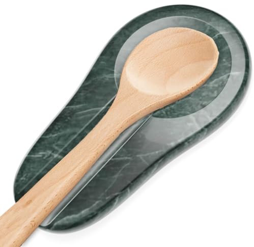 Repose-cuillère en marbre - Résistant à la chaleur - Porte-cuillère pour cuisinière - Porte-ustensiles de cuisine pour cuillère, louche, spatule et autres accessoires