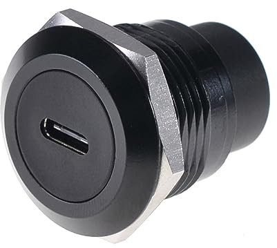 HangTon 2pack USB C Type-C Panel Socket Coupler Adapter Waterproof Circular Bulkhead Pass-Through Connector, Inline Cable Chassis Female to Female