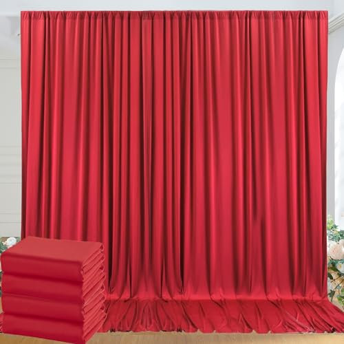 3x6 m Rot Vorhang für Kulissen, Party-Hintergrund Vorhang Rot Hochzeit Hintergrund, Polyester Vorhänge für Geburtstag Baby Dusche Taufe Brautdusche