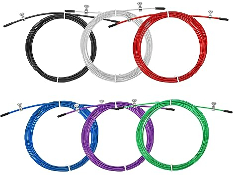 PATIKIL 10 pies Velocidad Saltar Cuerda Reemplazo Cable, 6 Paquete 2,5 mm Profesional Salto Cuerda Acero Alambre Reemplazar por Alta Velocidad Salto Cuerdas, Multicolor