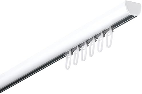 Garesa Gardinenschiene Profil 400, 1-läufig, Weiß I Aluminiumschiene inkl. Gleiter I Deckenmontage I Halbrunde Vorhangschiene I 240cm