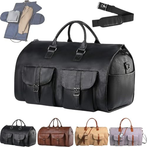 GLIART The Convertible Duffle Garment Luggage, 2 en 1 Hanging Suitcase Suit Travel Bags, Convertible Carry on Garment Bag (Black)