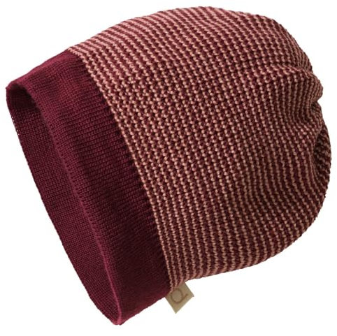 Disana Beanie Baby, Kind - 100% Bio-Merino – atmungsaktiv, bequem & weich - Unisex 42-54 cm – nachhaltig & fair – angenehme Wärme, Kopf an - Made in Germany | Cassis-Rosé Gr. 1