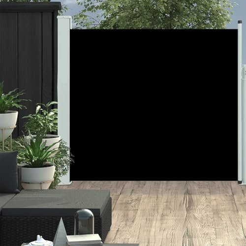 ZEYUAN Ausziehbare Seitenmarkise, Sichtschutz Terrasse, Windschutz Terrasse, Terrassen-sichtschutz, Trennwand Balkon, Markise Seitenwand, 170×300 cm Schwarz