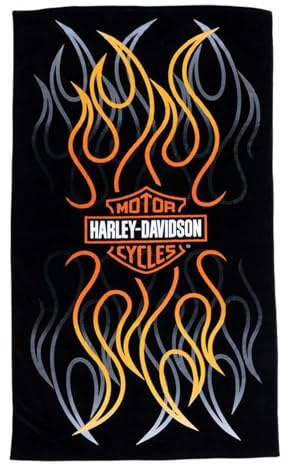 Harley-Davidson Flames Bar & Shield Strandtuch, übergroß, 91,4 x 172,7 cm
