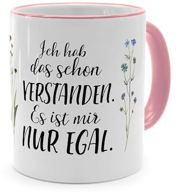 printplanet® - Tasse mit Spruch „Egal“ - Sprüchetasse, Kaffeebecher, Kaffeetasse mit Spruch - Farbe Pink