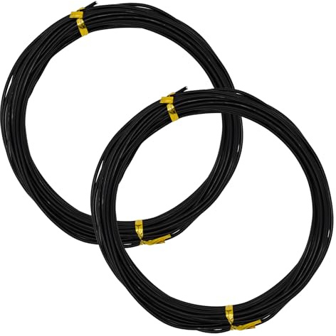 YMWALK Filo Artigianale in Alluminio da 2mm, Filo per Gioielli, 2 Rotoli di Filo Modellabile Pieghevole in Metallo per Creazione di Gioielli, Modellazione di Biciclette (2mm*10m per Rotolo) (Nero)