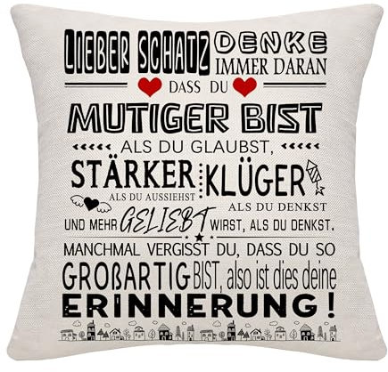 Bommex Inspirierendes Geschenk Kissenbezug DASS du Mutiger bist als du Glaubs für Lieber Schatz Ehemann Geschenk für Geburtstag Valentinstag Jahrestag Geschenk für ihn(Lieber Schatz)