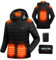 ANAYSN Beheizbare Jacke Damen, Beheizte Jacke mit Akku 7.4V 16000mAh, Schwarz L