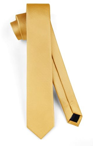 HISDERN Goldene Krawatte für Herren schmale Seidenkrawatte klassische einfarbige schmale Krawatte für Hochzeit Party Business (6cm)