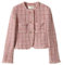 Veste Courte en Tweed pour Femmes Tendance de la Mode Affaires décontractée Veste en Tweed Mince Printemps et Automne Veste de Bureau rétro Classique légère (Rose,S)