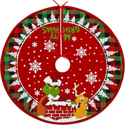 Weihnachtsbaumdecke Rund 120cm/47zoll Weihnachtsbaum Decke Rock Baumdecke Weihnachtsbaum Unterlage Christbaumdecke Rund Tannenbaum Decke, Weihnachtsbaum Teppich Rund Weihnachtsbaumrock(04)