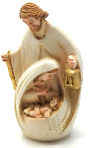 OVUNQUE PROTEGGIMI Heilige Familie aus Kunstharz, handbemalte Krippe, Krippe Made in Italy, Weihnachtsdekorationen für Ihr Zuhause, Weihnachtsgeschenkidee mit Geschenkbox (Modell 728, 8 cm)