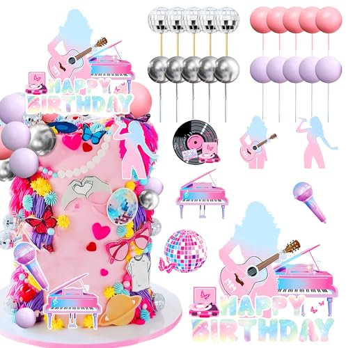 Roaring Good Time Singer Geburtstagstorte Dekoration Party Dekorationen Geburtstag Mädchen Thema Fotokulisse Era Party Musik Fans Liebhaber Party Zubehör