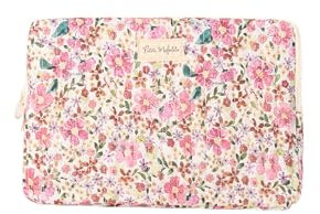 Funda Ordenador Portatil 13 y 14 pulgadas - Acolchado - Estampado flores y cuadros vichy negros - Petite Mafalda