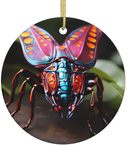 Ornamento natalizio – Decorazione per albero di Natale strani insetti rotondi in ceramica da appendere, per feste di Natale in casa