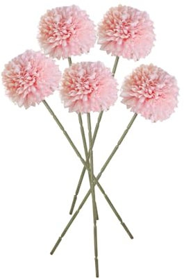 KESOTO 5 Piezas Bola de Crisantemo de Seda de Seda Nupcial, Rosa Claro