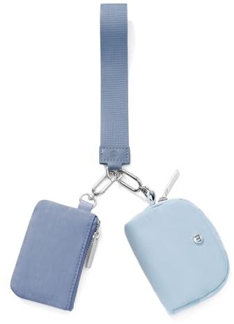 AOTM Mini Kleingeldbörse Damen Herren, mit Armband Abnehmbar für Sport | Doppelte Fächer, Wasserdichtes Nylon, Schlüsselanhänger, Münzbörse für Münzen Karten Schlüssel, Tragbar beim Fitness Reisen