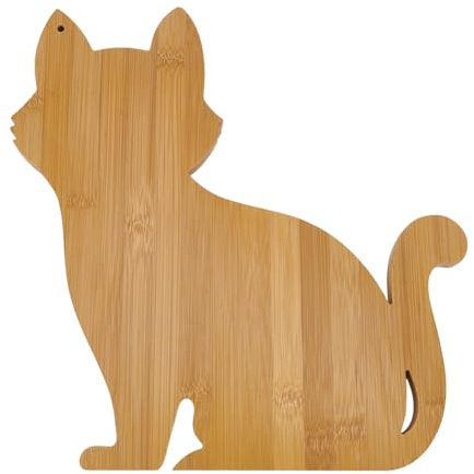 FINGERINSPIRE Cat Shaped Charcuterie Board 288x280x15mm Cat Wood Cutting Board Sandy Brown Cat Serving Board Natural Wooden Snack Platter Board Cat Shaped Serving Tray for Home Kitchen Cooking Decor