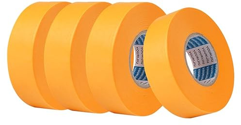 Jinsion Kreppband Malerband, 24 mm x 50 m, 4 Rollen | Goldband, Zum Streichen, Selbstklebend, Für Lackieren und Renovieren
