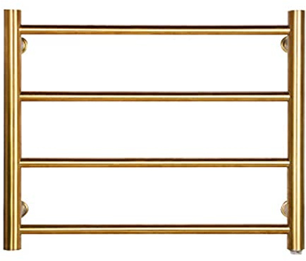 3FLQOOPP Towel Warmer Electric Bathroom Radiator, Wall Mounted Electric Heated Towel Rack, 304 Stainless Steel Energy Efficient 48W Heated Towel Rail,Gold,Plug in (Gold Plug in)