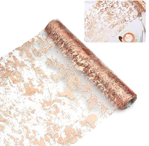 LINGJIA Runner Natalizio Elegante, 29*900cm Decorazione della Tovaglia, Bandiere da Tavola D'oro Rosa, Tovaglie di Battesimo D'oro Scintillante, I Compleanni, le Parti, I Matrimoni