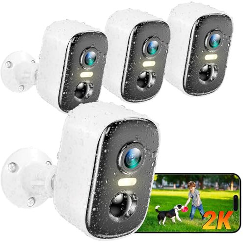 MISECU 2K Security Cameras Wireless Outdoor, Battery WiFi Camera, 4 Pack