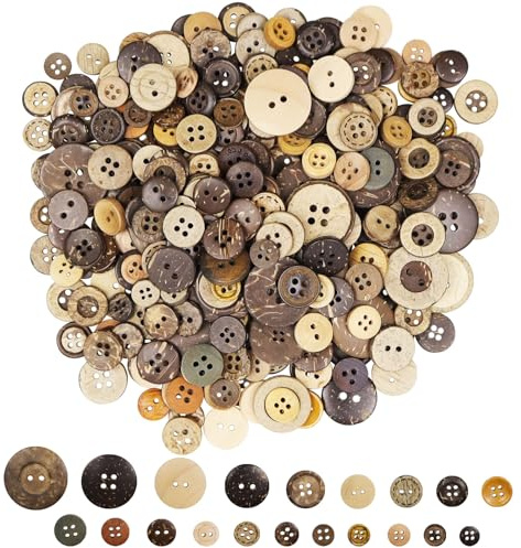 Buttons for Crafts, Mixed Sizes and Shapes Button - Brown (About 100g) | for Sewing, Crafting, Knitting, Handmade and DIY