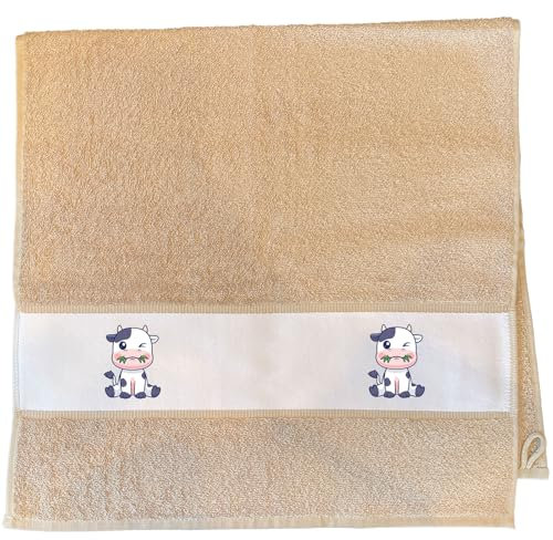 Huuraa Trockenhandtuch Kälbchen Baby Kuh Geschenk 50x100cm Sand Baumwolle Kälbchen Mitbringsel