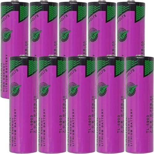 10-Pack 3.6V 2400mAh TL-5903/S iXtra Series AA Lithium Battery for Tadiran TL-5903 TL-5104 SL-360 S7-400 ER14505 TL-2100 6ES7971-0BA00, PLC CNC Machine etc