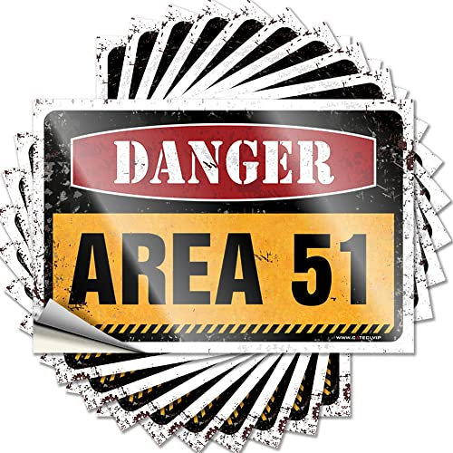 Lustiger Autoaufkleber mit Aufschrift Warning Area 51 No Trespassing, 10 Stück, 8 x 12 cm
