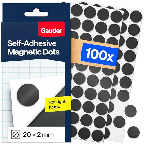 GAUDER Self-Adhesive Magnetic Dots - Craft Magnet - Self-Adhesive Sticky Magnets for Crafts & Photos - Magnetic Sticker - Self Adhesive Magnets for Lightweight Items (100 PCS - 20 x 2 mm)