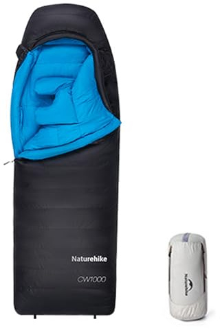 Naturehike Cicada Wing Envelope-Schlafsack, Daunenschlafsack mit Kapuze, 1000 g Füllgewicht, in verschiedenen Größen erhältlich, warm, geeignet für Camping bei kaltem Wetter (Schwarz, L)