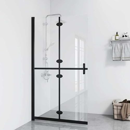 Paroi de douche pliable, à l'italienne, en verre ESG et aluminium, 100 x 190 cm, transparente, peu encombrante et durable, pour les petites salles de bains, porte de douche moderne avec montage facile