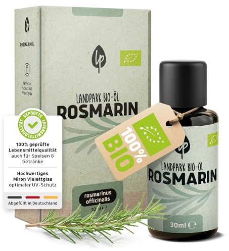 Landpark Ätherisches Bio-Öl Rosmarin– 30ml – Naturrein – Duftöl Rosmarin - Glasflasche mit Tropfenverschluss