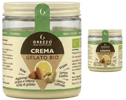 Preparato per Gelato alla Crema al limone con Mandorle Sicilinae BIO – Senza Gelatiera – 50% di Mandorle – Senza Lattosio e Glutine – Confezione da 2 per 840g di gelato
