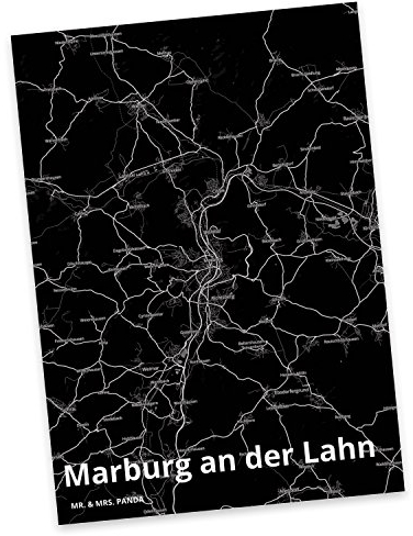 Mr. & Mrs. Panda Postkarte Marburg an der Lahn - Geschenk, Städte, Geschenkkarte, Stadt Dorf Karte Landkarte Map Stadtplan, Dorf, Ansichtskarten,