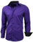 Baxboy R-44 Chemise à manches longues pour homme Coupe ajustée Repassage facile Pour costume et occasions professionnelles, mariage, loisirs - Violet - M