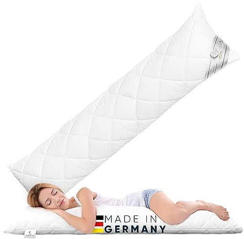 Moon Luxury XXL Seitenschläferkissen/Stillkissen 40x200 mit enormer Stützkraft durch Visco-Spaghetti Bezug 100% Baumwollperkal