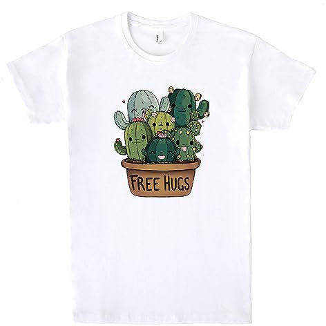 Pampling T-Shirt mit kurzen Ärmeln aus 100% Baumwolle, Unisex Bekleidung mit originellen Mustern in 5 Größen, T-Shirt Weiß, Modell Soft Hugs (XXL)