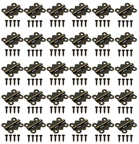 Brass Vintage Butterfly Hinge Furniture Cabinet Drawer Door Hinges 30PCS VintageBox Hinges for Cabinet Drawer Jewelry Box