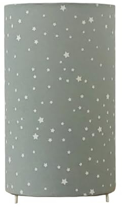 Lampe de Chevet Enfant Étoiles – Lampe Tube Artisanale Française Coton Oeko-TEX – Décoration Chambre Bébé Fille Garçon Style Scandinave Ciel Étoilé Gris Perle – Lumière Douce – Idée Cadeau Naissance