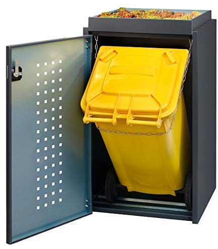 Mülltonnenbox für 240L Tonne mit Pflanzenwanne aus Aluminium schwarz, Mülltonnenhaus, Mülltonnenverkleidung