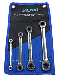US PRO Tools - Juego de llaves de carraca doble E-Torx (4 piezas, E6 - E24 2247)