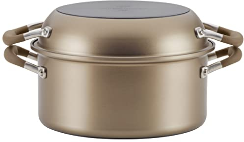 Anolon Advanced Home Mahlzeit-Set, harteloxiert, antihaftbeschichtet, 2 Stufen, 5 l Dutch Oven & 25,4 cm Alles-Pfannendeckel, Bronze