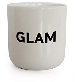 PLTY - Becher - Tasse ohne Henkel - Handglasiertes Weiß Porzellan - Hochwertiges Bone China - Lustige Tassen - Glam - Beat
